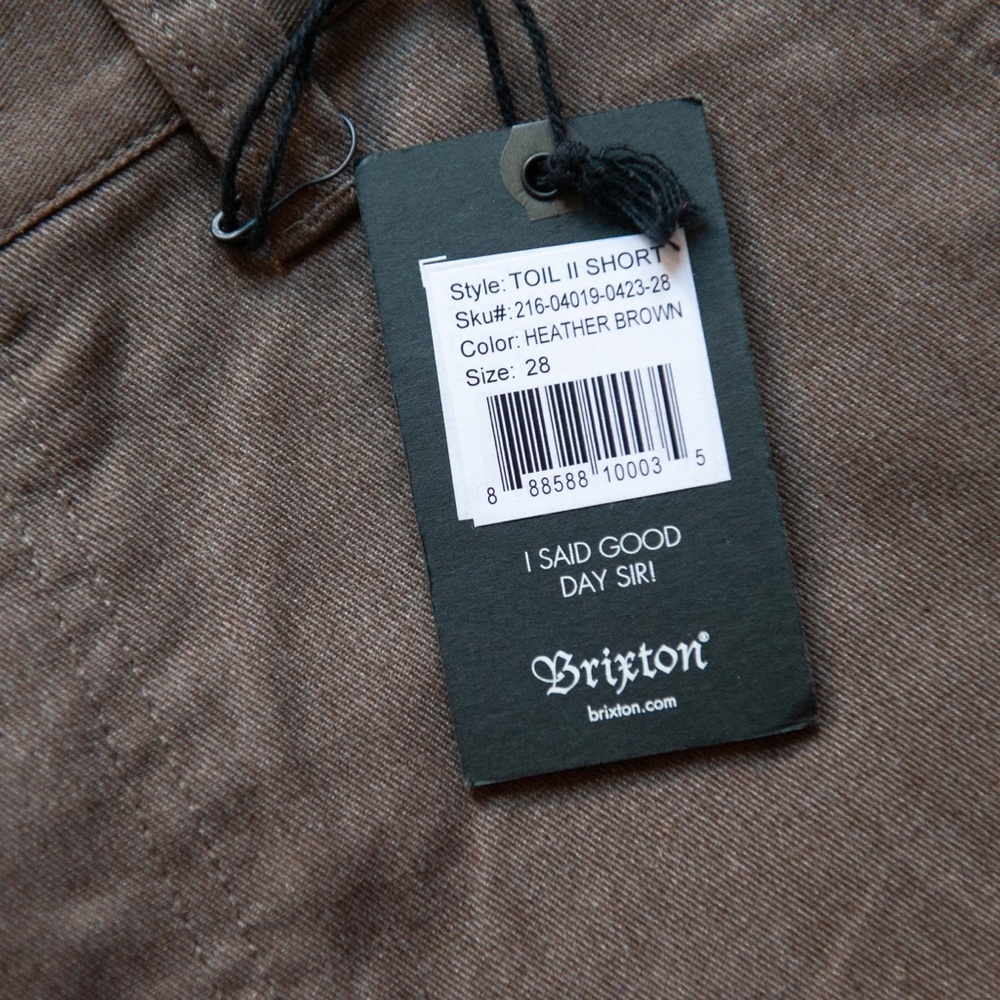 Brixton Toile II Chino Shorts in Heather Brown - Picture 3 of 6